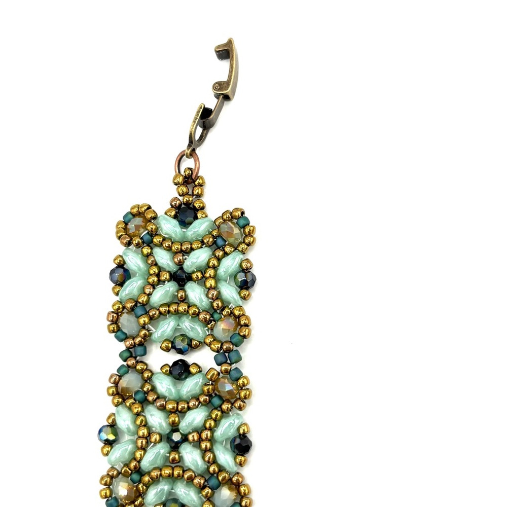 Hand Crafted Victorian Bracelet Aqua and Bronze - Picture 6 of 10
